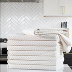 POLYTE Ultra Premium Microfiber Kitchen Dish Hand Towel Waffle Weave, 8 Pack (16x28 in, Off White) - Image 6