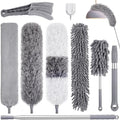 9PCS Dusters for Cleaning,Extendable Microfiber Duster with Extension Pole Up to 100'',Bendable Washable and Reusable Dusters Kit for Ceiling Fans, High Ceilings,Blinds,Furniture and Cars by wlich