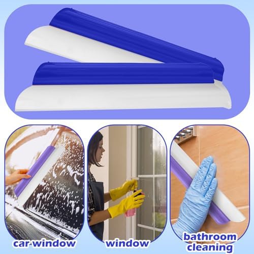2 Pack 14 Inch Car Drying Squeegee Blue Silicone Window Blade - Image 4