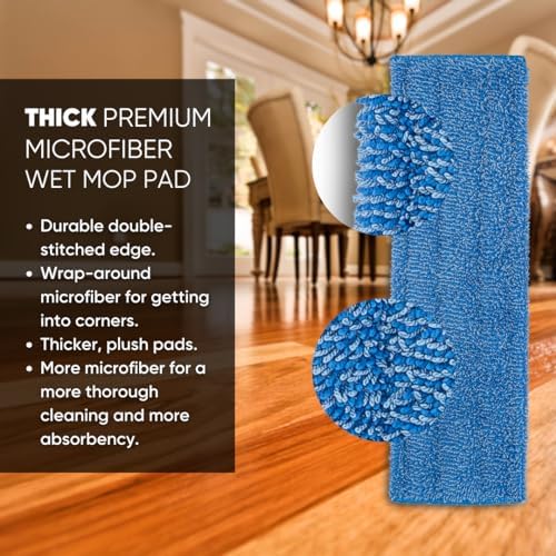Microfiber Wholesale 18" Absorbent Microfiber Wet Mop Pad - Reusable, Machine Washable, Refills (2 Pack) - Image 2