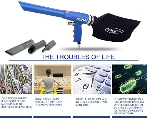 SAKAI Air Powered 2 in 1 Function Air Vacuum Kit - Blow Gun & Suction Vacuum Pneumatic Cleaner with 3 Type Tubes and Rotatable Brush - Image 5