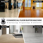 13" Heavy-duty Multi-Functional Floor Buffer Polisher Machine - Clean, Buff, Scrubb and Polish with Ease! Ideal for Carpets Too! Includes Optional Solution Tank, 2 Brushes and 3 Scouring Pads - Image 5