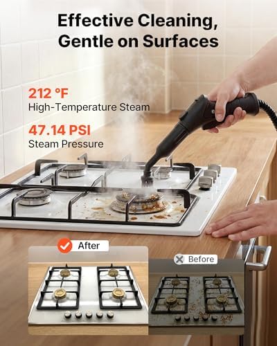 VEVOR Steam Cleaner, 34 oz Tank, Steamer for Cleaning with 20 Accessories, Extended Power Cord and Hose, Portable Handle, Fast Heating, Powerful Canister Steam Cleaner for Home, Car Detailing, Floors - Image 4