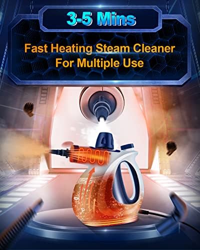 Handheld Pressurized Steam Cleaner with 11-Piece Accessory Set, Multi-Surface Steamer for Cleaning, All Natural Steam Cleaner for Home, Upholstery, Car, Floor, Kitchen and More - Image 3