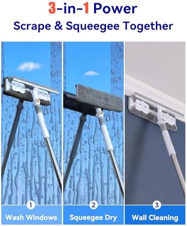 CTIME 80" Professional Window Squeegee Kit with Extension Pole, 5 Cloths - Image 2
