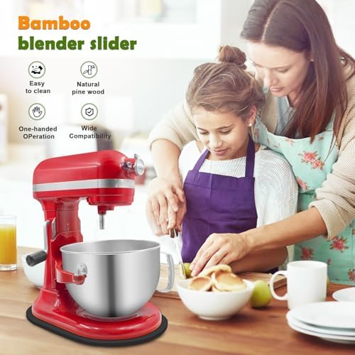 Bamboo Mixer Slider Compatible with Kitchen aid Bowl Lift 5-8 Qt Stand Mixer - Kitchen Countertop Storage Mover Sliding Caddy for Kitchen Aid 5-8 Qt Mixer (5-8 Qt - Black) - Image 4