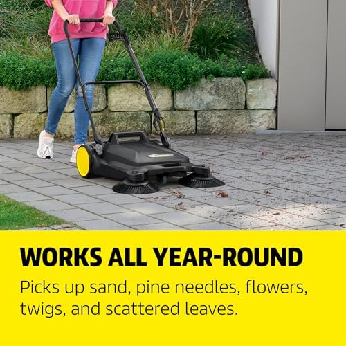 Kärcher Walk Behind Outdoor Push Sweeper S 4 Twin Go!Further for Workshops, Sidewalks, Driveways or Garages with Debris Grabber 5.25 Gallon Capacity, 26.8" Sweeping Width - Image 5