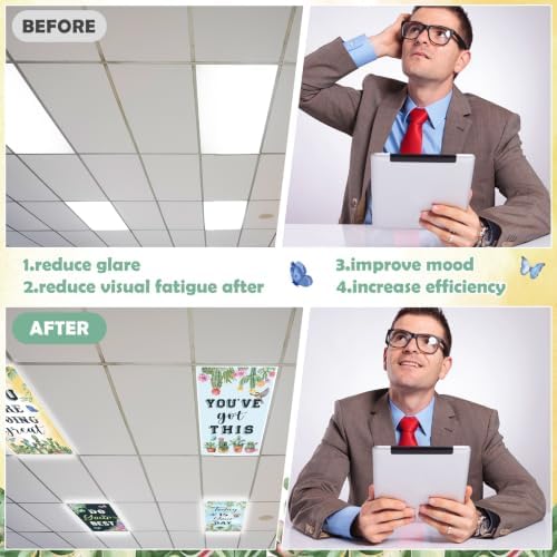 6Pcs Classroom Fluorescent Magnetic Light Covers,2x4 FT Cactus Succulent - Image 5