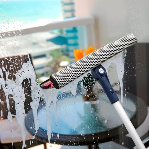 DSV Standard Professional Window Squeegee | 2-in-1 Window Cleaner Sponge and 10" Soft Rubber Strip with Extension Pole 50 Inch & 127 cm | Adjustable to Clean from Multiple Angles - Image 4