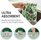 Swedish Wholesale Dishcloths Reusable 8" x 7" Sponge Cloths, Bulk 10 Pack of High Absorbent Cellulose Dish & Kitchen Cleaning Hand Towels, Wring to Dry & Machine Wash, Odor Resistant, Leaves - Image 2
