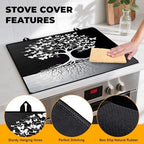 Tree of Life Stove Top Cover Retro Flower Gas Stove Top Cover for Home Decoration Kitchen Pad Non-Stick Washable Cooktop Covers Countertop Protector Keep Stove Clean 28"x20" - Image 2