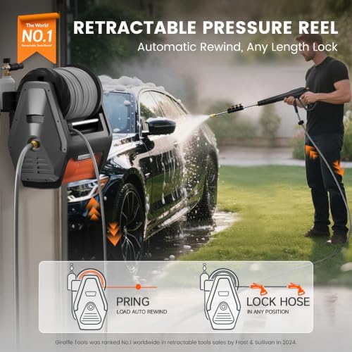 Giraffe Tools Grandfalls Pressure Washer Pro with 100FT Hoses, Dark Silver - Image 3