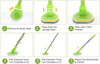 4-in-1 Tile Tub Floor Scrubber with 52-inch Adjustable Long Handle Shower Cleaner Brush with V-Shaped Grout Brush and 3 Replacement Brush Heads for Cleaning Bathroom Kitchen Walls Tub Tile - Image 6