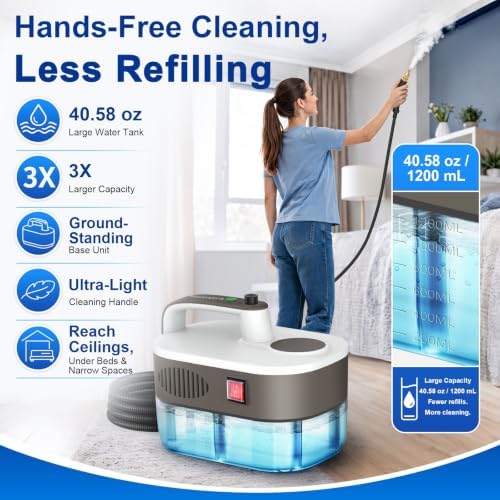 Steam Cleaner 10s Rapid Heating, Chemical-Free Handheld Steamer for Home - 1.2L Tank, 6 Adjustable Levels, Portable Steamer for Car, Grout, Tile, Kitchen - Image 6