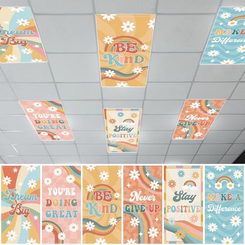 6pcs Classroom Inspirational Fluorescent Magnetic Light Cover,2x4 FT Groovy by Hallswl