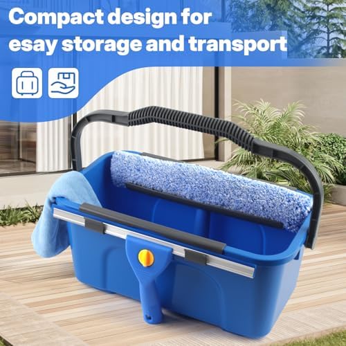 PIMEKOY Window Cleaning Kit with Bucket, Squeegee and Scrubber for Outdoor - Image 5