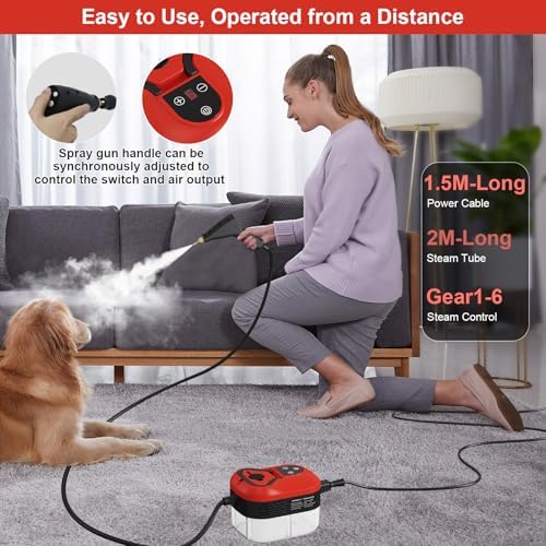 Steam Cleaner for Home, 15s Heat-Up, 1.2L Water Tank, 6-Level Adjustable Handle, Handheld Steam Cleaner for Car Detailing, Dirt, Furniture, Couch, Floor Tile, Bathroom, Bed Bugs, 9Pcs Accessories - Image 5
