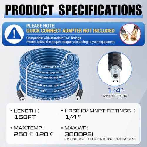 1 Pcs 1/4" X 150' Blue Carpet Cleaning Solution Hose, Regular - Image 2