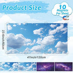 Wiooffen 4Pcs Fluorescent Light Covers for Classroom Ceiling Light 4x2Ft Magnetic Lights Covers Filter Easy Install for Office School Hospitals Ceiling Supply(Purple Starry Sky, White Cloud) - Image 2