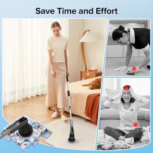 Electric Spin Scrubber, 10-in-1 Shower Scrubber & Retractable Long Handle, 44 lbs High-Torque & Variable Speed Shower Cleaning Brush for Bathroom,Toilet, Bathtub, Kitchen, Tile Floors, - Image 6