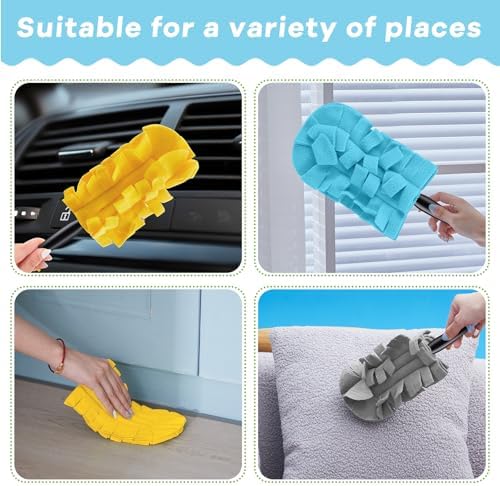 12 Pcs Reusable Duster Refills Washable Pads, Yellow,Grey, Turq - Image 4