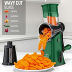 Rotary Cheese Grater Manual Hand Crank 5 Blade Shredder, Green & Black - Image 4