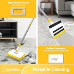 TidyBliss Baseboard Cleaner Tool with Handle, 55.9” Long Wall and Base Board Cleaning Mop, 4 Reusable Pads, 1 Stiff Bristle Scrubber Brush for Floorboard Ceiling Cabinet Window Bathroom (Yellow) - Image 4