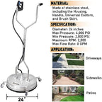 BOCOM 24 Inch Pressure Washer Surface Cleaner Dual Handle Commercial Power Washer Accessory & Parts Concrete Floor Scrubber Attachment with Wheels for Cleaning Driveways, Sidewalks, Patios, 4000 PSI - Image 2