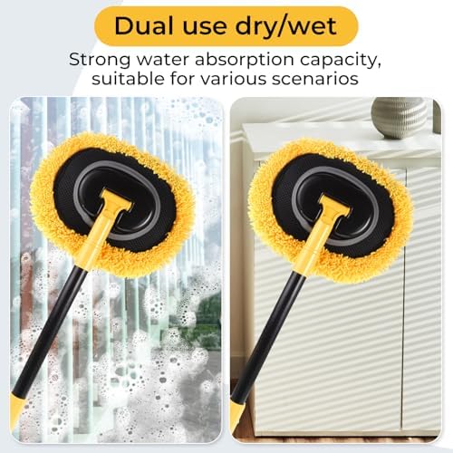 Wall Cleaner Mop,73”Wall Mop Cleaner with Long Handle,Ceiling Dust Mop with 15° Bent Labor-Saving Elbow Extension Pole for Cleaning Walls Window Ceiling Floor Car High Cabinet - Image 5