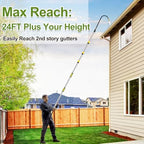 Buyplus 16FT(24FT Reach) Telescopic Gutter Cleaning Tools from the Ground, Long Reach Gutter Cleaner Wand with Hose Attachment, Rain Gutter Cleaner Tool with Extension Pole for 2nd Story House - Image 2