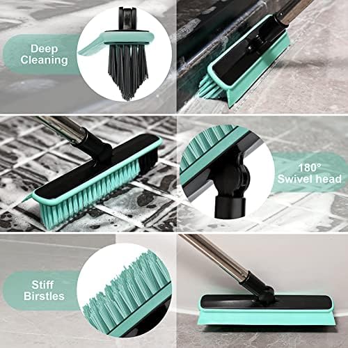 Grout Cleaner Brush with Long Handle, V-Shaped Floor Scrub Brush Swivel Grout Brush Stiff Bristle Floor Grout Scrubber for Bathroom, Tile Line, Crevice, Kitchen, Wall, Deck, Garage (Green) - Image 5