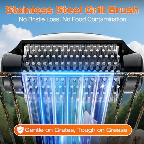 Misshappy Electric BBQ Grill Brush - 4000mAh Cordless BBQ Grill Cleaner 2 Speed - 800RPM Bristle Free Electric Grill Cleaner for Outdoor Grill Rechargeable with Scraper/LED Light/LED Display (Black) - Image 4