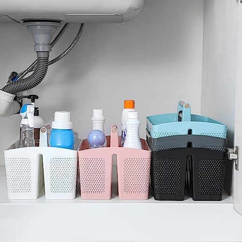 rejomiik Portable Shower Caddy Basket Plastic Cleaning Caddy Organizer Storage Tote with Handle for Bathroom, College, Dorm Room Essentials, Black - Image 6