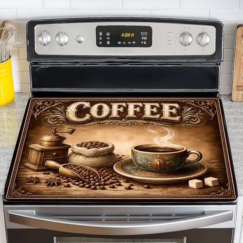 NYZE Stove Top Covers for Electric Stove for Kitchen (Vintage Coffee) by GIVEYOUTHEBEST