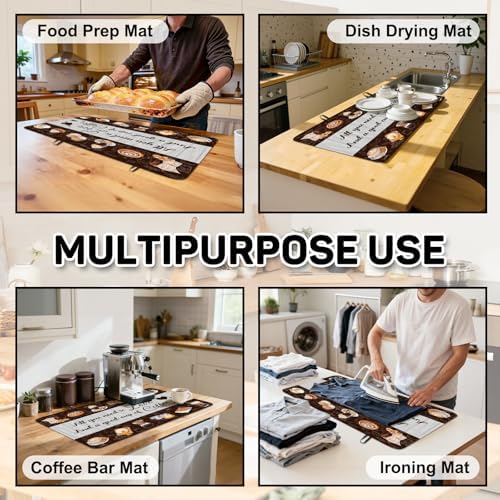 Coffee Stove Top Cover for Electric Stove, Coffee Range Covers for Electric Stove, Rubber Dish Drying Mat, Glass Cooktop Covers, Flat RV Range top Mats, 28"x20" - Image 7