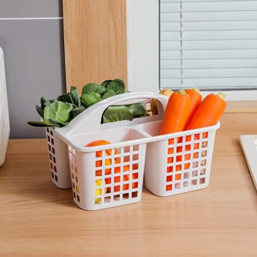 Portable Shower Caddy Basket Plastic Storage Basket with Divided Light Grey - Image 3