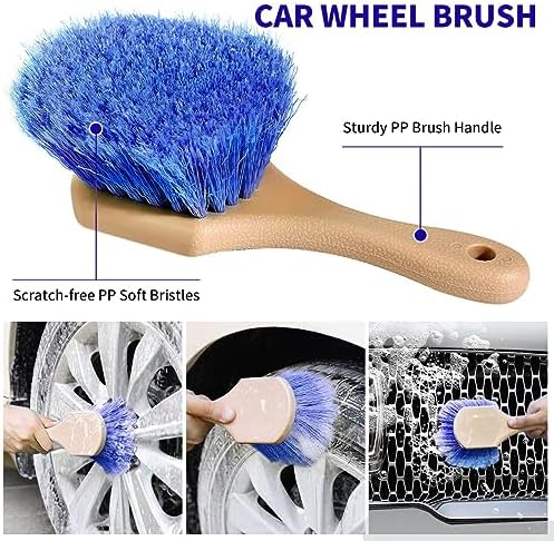 Wontolf 62'' Car Wash Brush with Long Handle, Scratch-Free Soft Bristles Sturdy Car Wash Mop Kit, Complete Car Cleaning Brush Kit Wash Mitt Towel Windshield Squeegee Wheel Tire Brush for Car Truck RV - Image 5