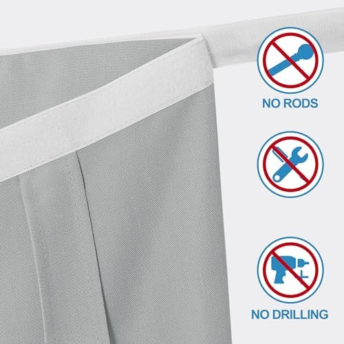 RYB HOME Faux Linen Blended Curtain for Classroom Glass Window, Light Filtering Small Door Window Draperys Privacy for Kitchen Dinning Home,1 Panel, 12W x 40L inches,Light Grey - Image 4