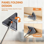 85'' Wall & Ceiling Mop with Long Handle, Wall and Baseboard Cleaner Tool, 2 Mop Heads (Triangle Corner + Square), 8 Reusable Washable Pads (Chenille/Microfiber/Scrub) for Shower Walls, Tile, Floors - Image 5