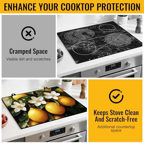 Stove Top Cover for Electric Stove,Glass Stove Top Cover, Heat Resistant Glass Cooktop Cover, Stovetop Protector, Kitchen Decor, Dish Drying Mats Cover for Ceramic Washer Top 28.5x20.5 inch - Image 4