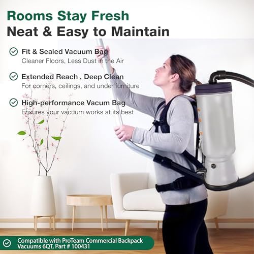 50 High-Efficiency Replacement Vacuum Bags – Compatible with ProTeam Commercial Backpack Vacuums 6QT, Part # 100431 - Easy Installation - (50-Bags) by Think Crucial - Image 5