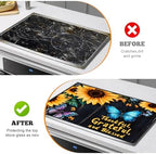 Multi-Design Stove Top Cover for Glass/Electric Stoves - 3-in-1 Heat-Resistant Protector Mat, Non-Slip Drying Rack 28"x20" (Sunflower-Butterfly, 28" L x 20" W) - Image 5