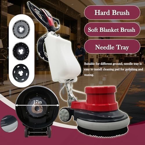 Commercial Industrial Floor Scrubber Polisher 17" Heavy Duty Hardwood Carpet Buffer Machine 1100W Multi-Surface Cleaning Waxing Polishing for Wood, Tile, Epoxy, Marble Floors 110V - Image 3