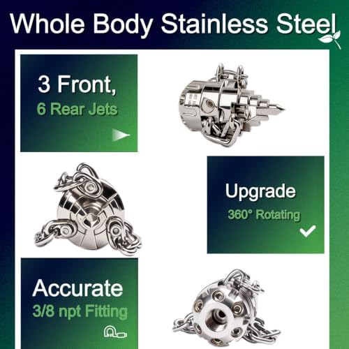 3/8 NPT Sewer Jetter Rotating Nozzle - Cutting Roots, for 2900 psi, 40L/Min (10.57GPM) Pressure Washers, Stainless Steel Drain Cleaning Tool, for Household sewers, Commercial Pipelines - Image 5