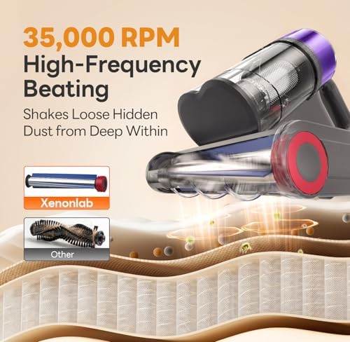 Mattress Vacuum Cleaner, 18000Pa Bed Vacuum Cleaner, 275nm UV-C Light & Ultrasonic 140°F Heat with High-Speed Deep Tapping, Versatile Handheld Vacuum for Bed, Sofa, Couch, Crib（Corded） - Image 6