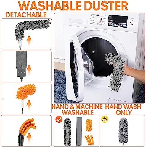 Dusters for Cleaning, 30-100 Inch Long Handle with 4 Duster Types - Image 5