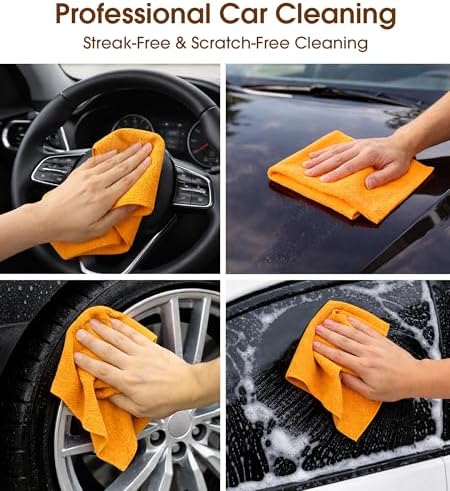 Microfiber Cleaning Cloth Roll, 100 Pack 12 x 12 Inch Tear Away Reusable Paper Towels, Thick Cleaning Towels, Absorbent Lint Free Washable Rags for Kitchen, Car, Garage and Workshop - Apricot Orange - Image 2