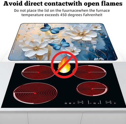 Multi-Design Stove Top Cover for Glass/Electric Stoves - 3-in-1 Heat-Resistant Protector Mat, Non-Slip Drying Rack 28"x20" (Butterflies, 28" L x 20" W) - Image 3