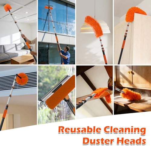 20FT Reach Extendable Ceiling Duster Kit with Squeegee & Cobweb Cleaner - Image 5