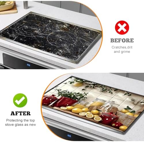 Stove Top Covers for Electric Stove: 30''×21'' Stove Mat Protective Cooktop Cover Expands Counter Area, Kitchen (Lemon) - Image 5